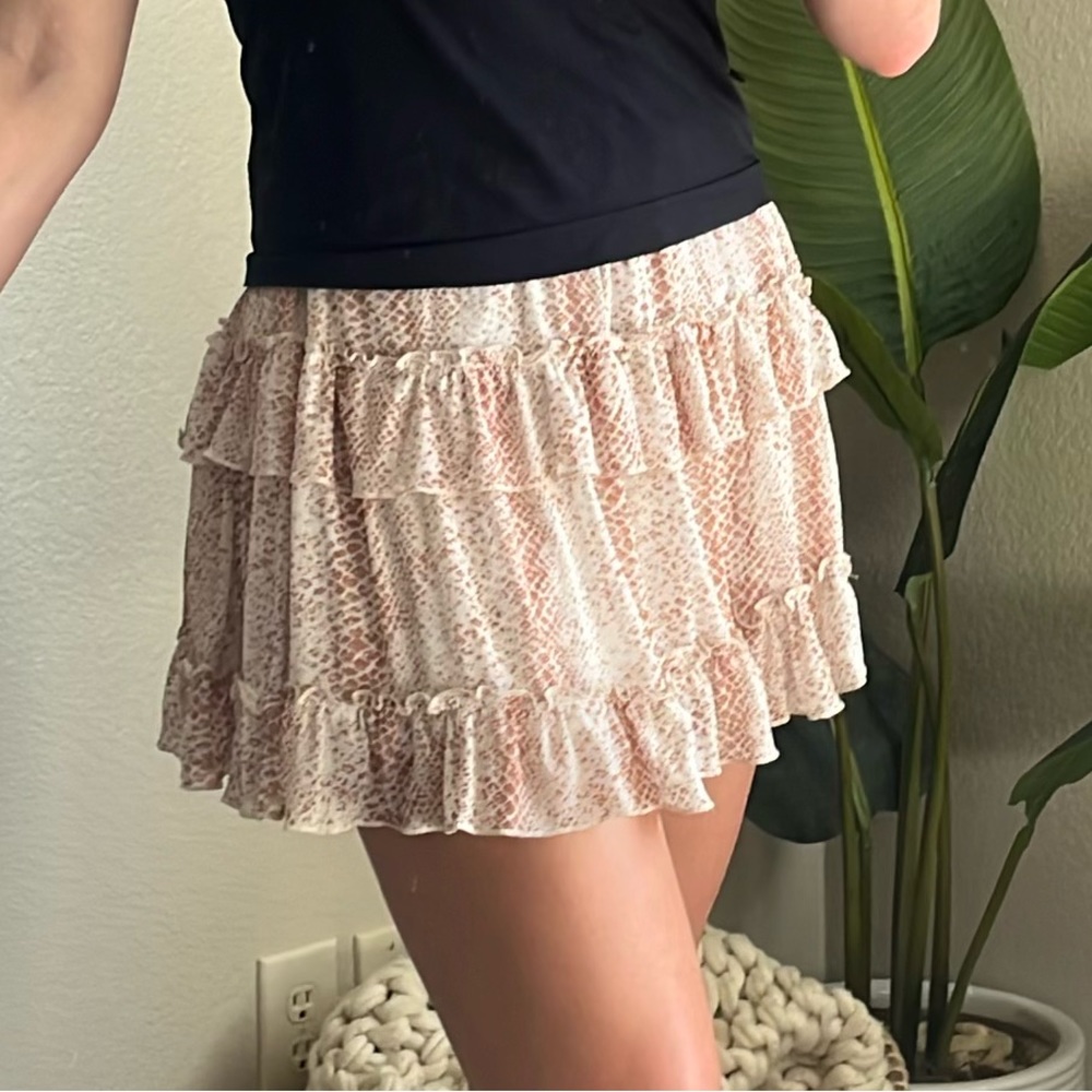 Altar’d State Orange Flowy Ruffle Miniskirt